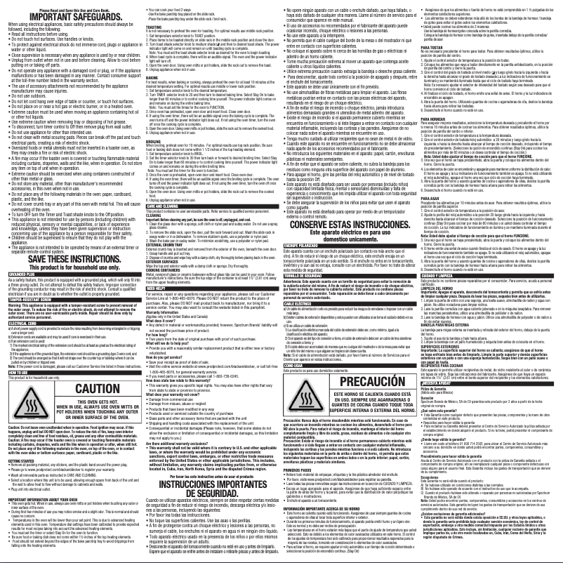 Image de la première page du manuel de l'appareil TO3250XSB