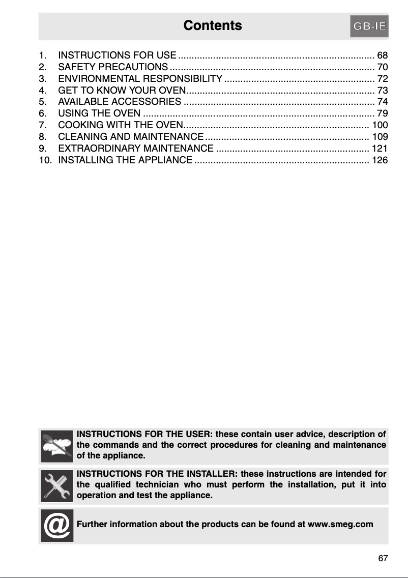 Page 1 de la notice Manuel utilisateur Smeg SC112PZ-8