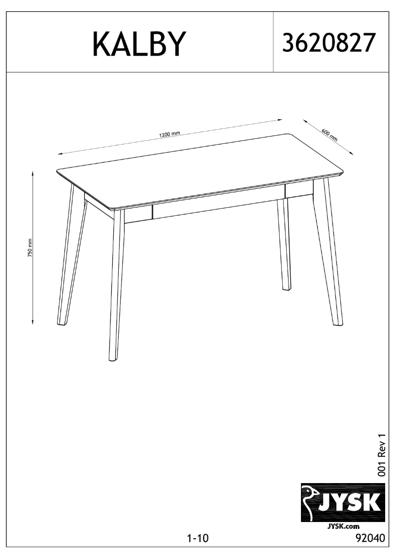 Página 1 del manual Manual de usuario JYSK Kalby (120x75x60)