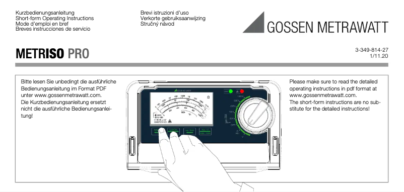 Página 1 del manual Manual de usuario Gossen Metrawatt METRISO PRO