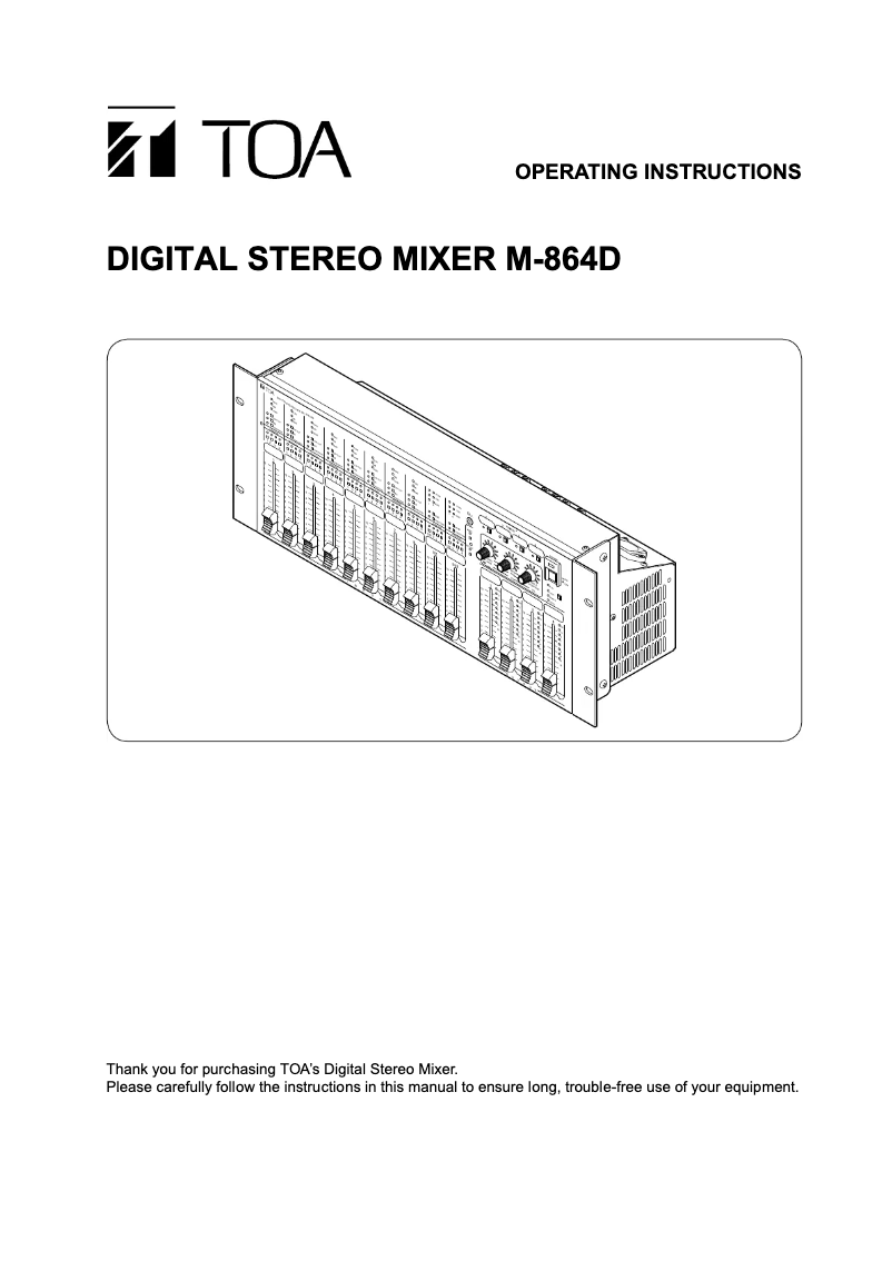 Page n°1 - Manuel utilisateur TOA M-864D