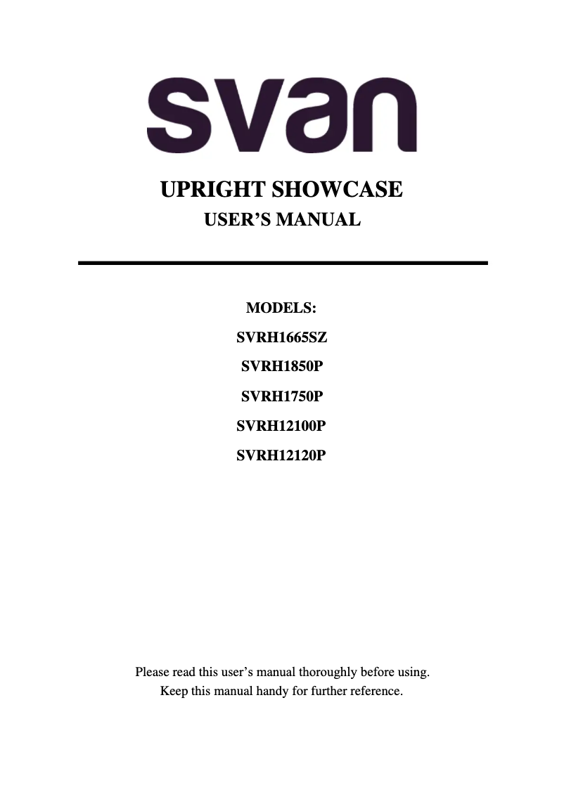 Page 1 de la notice Manuel utilisateur SVAN SVRH2120P