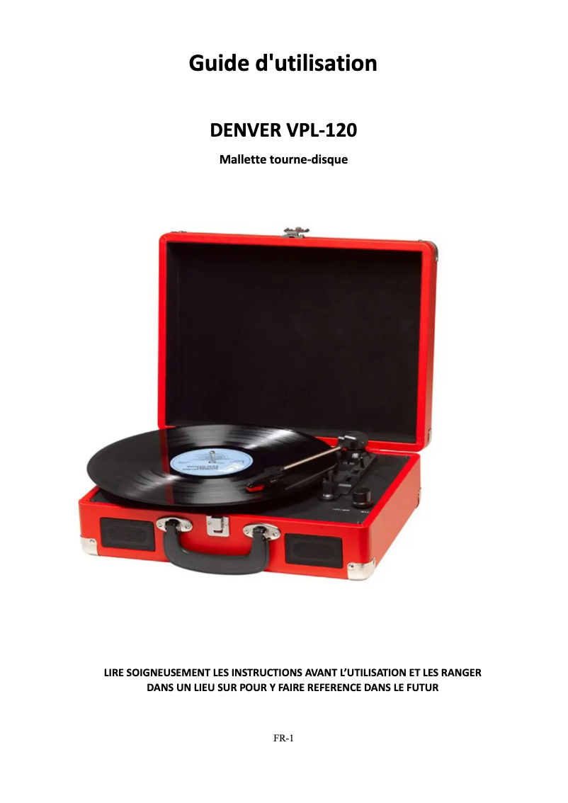Page 1 de la notice Manuel utilisateur Denver VPL-120