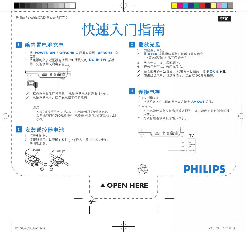 Page n°1 - Guide de démarrage rapide Philips PET717