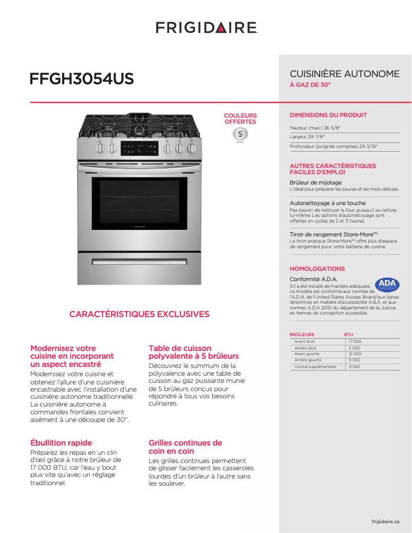 Image de la première page du manuel de l'appareil FFGH3054US