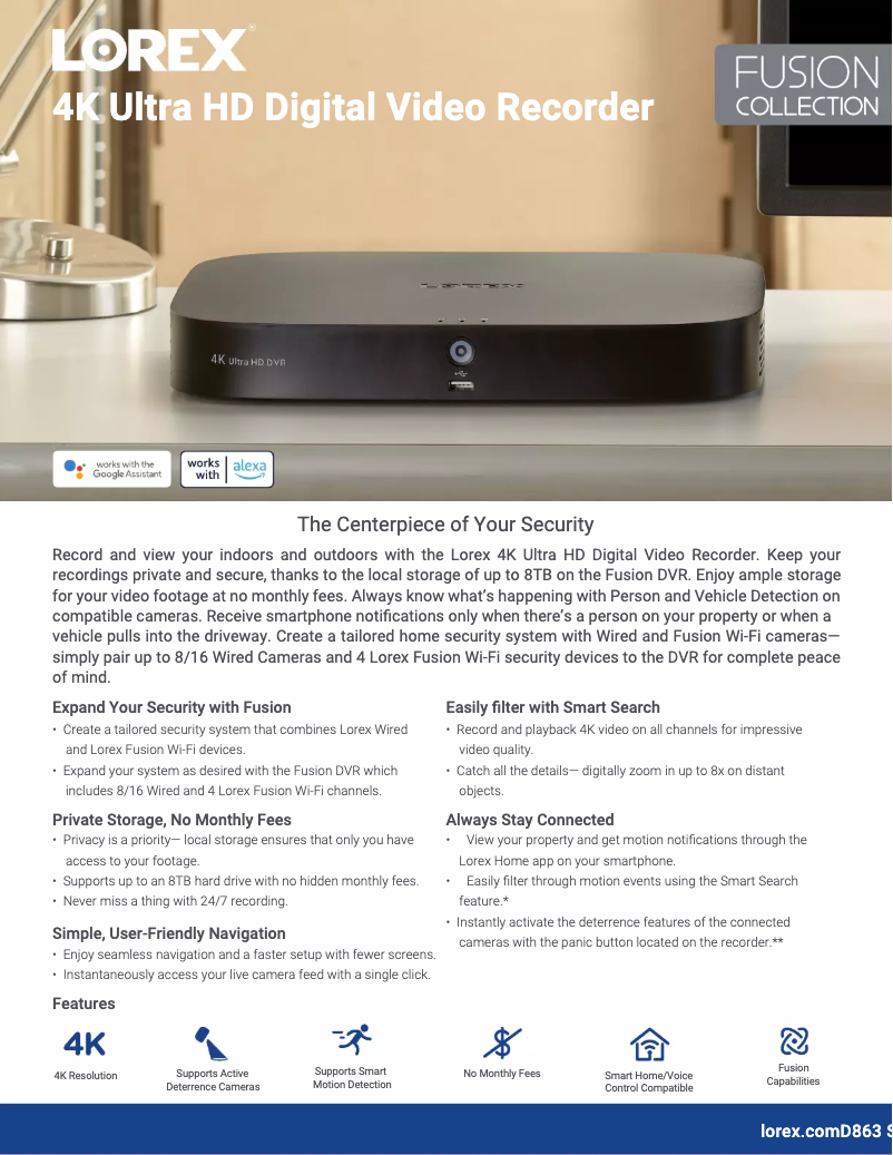 Page 1 de la notice Fiche technique Lorex D863A62B