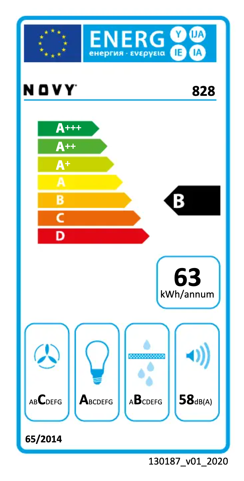 Page 1 de la notice Label énergétique Novy Essence 828