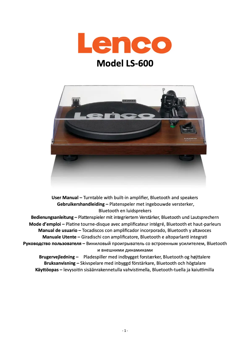 Page 1 de la notice Manuel utilisateur Lenco LS-600