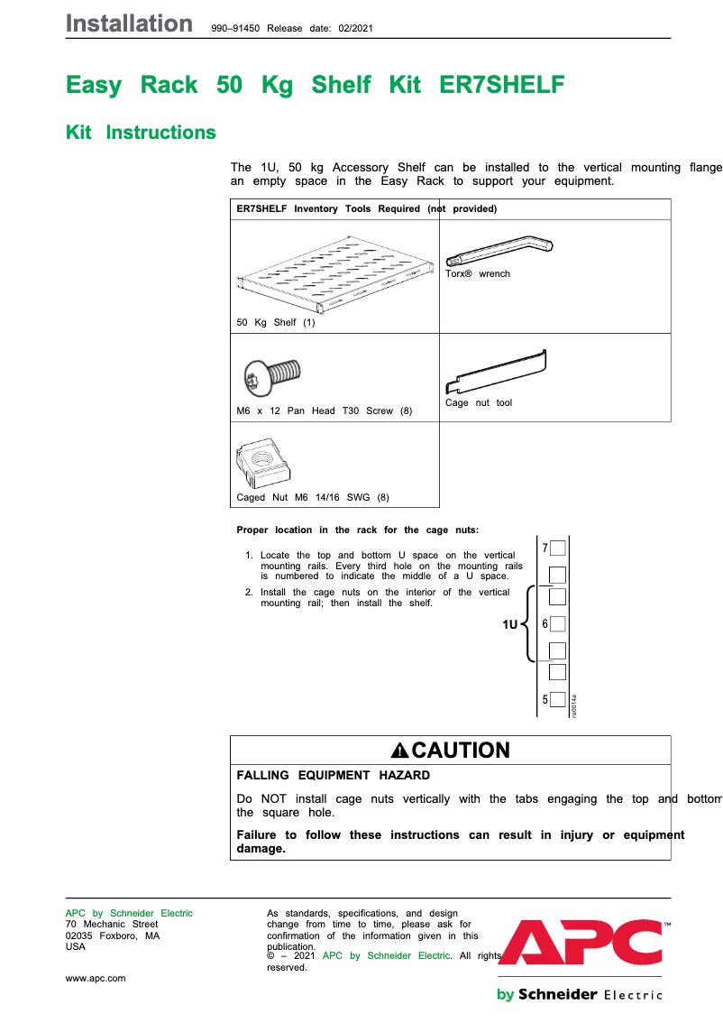 Página 1 del manual Manual de usuario APC ER7SHELF
