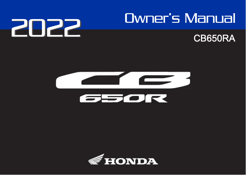 Page 1 of the manual User Manual Honda CB650R (2022)