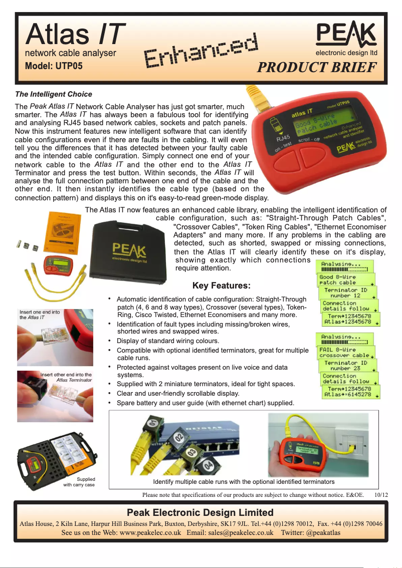 Page 1 de la notice Manuel utilisateur Peak UTP05