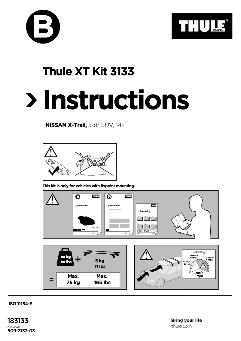 Page 1 de la notice Manuel utilisateur Thule Kit 183133