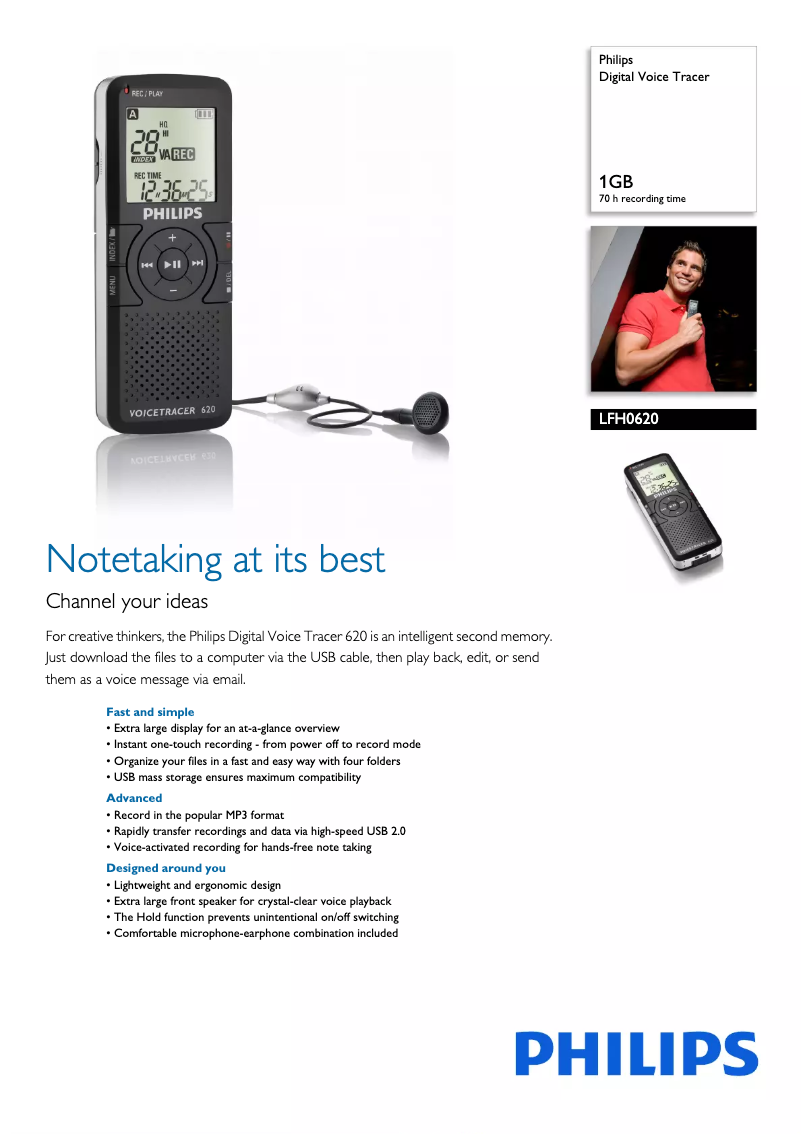 First page image of the manual for Voice Tracer LFH0620