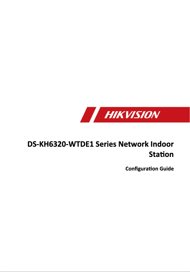 Page n°1 - Manuel utilisateur Hikvision DS-KH6320-WTDE1