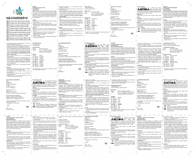 Page n°1 - Manuel utilisateur HQ CHARGER14