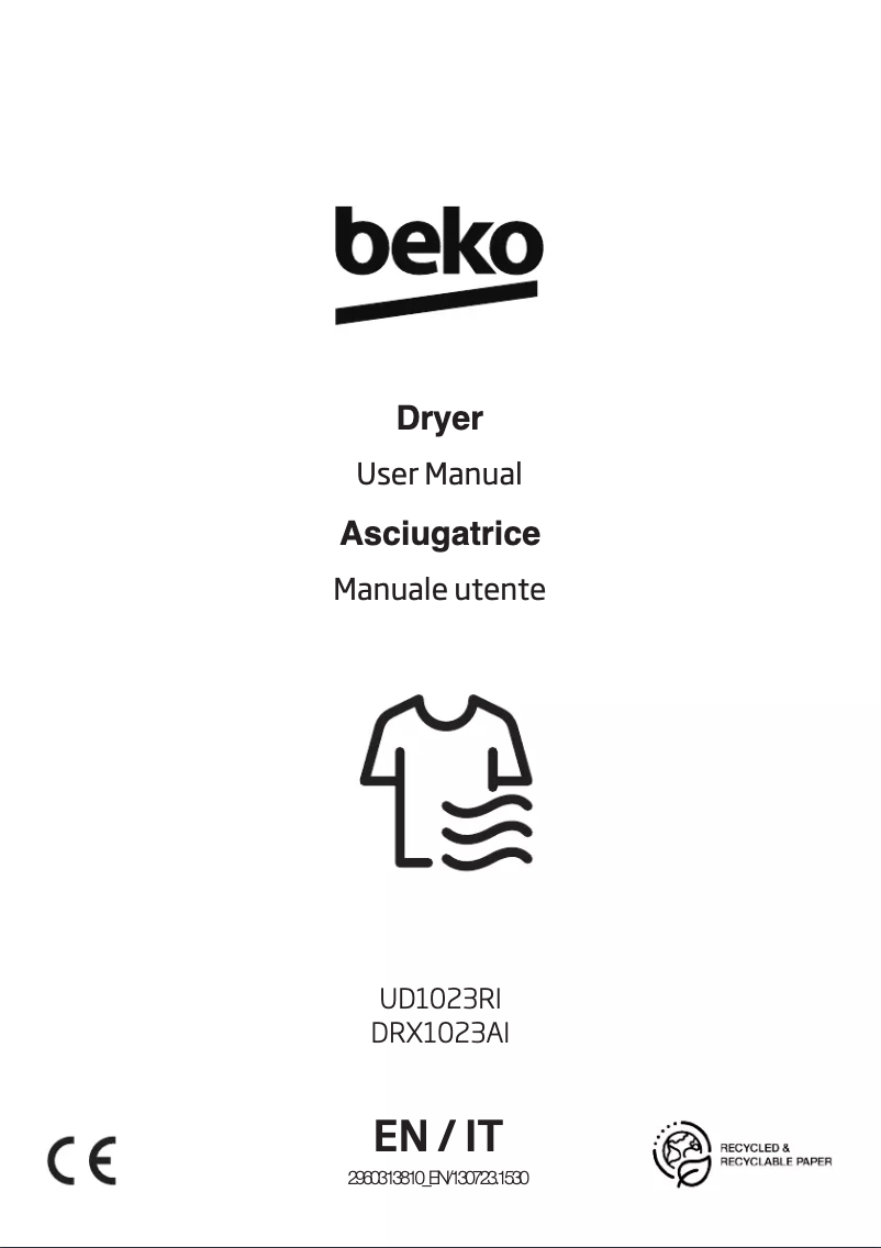 Page 1 de la notice Manuel utilisateur Beko UD1023RI