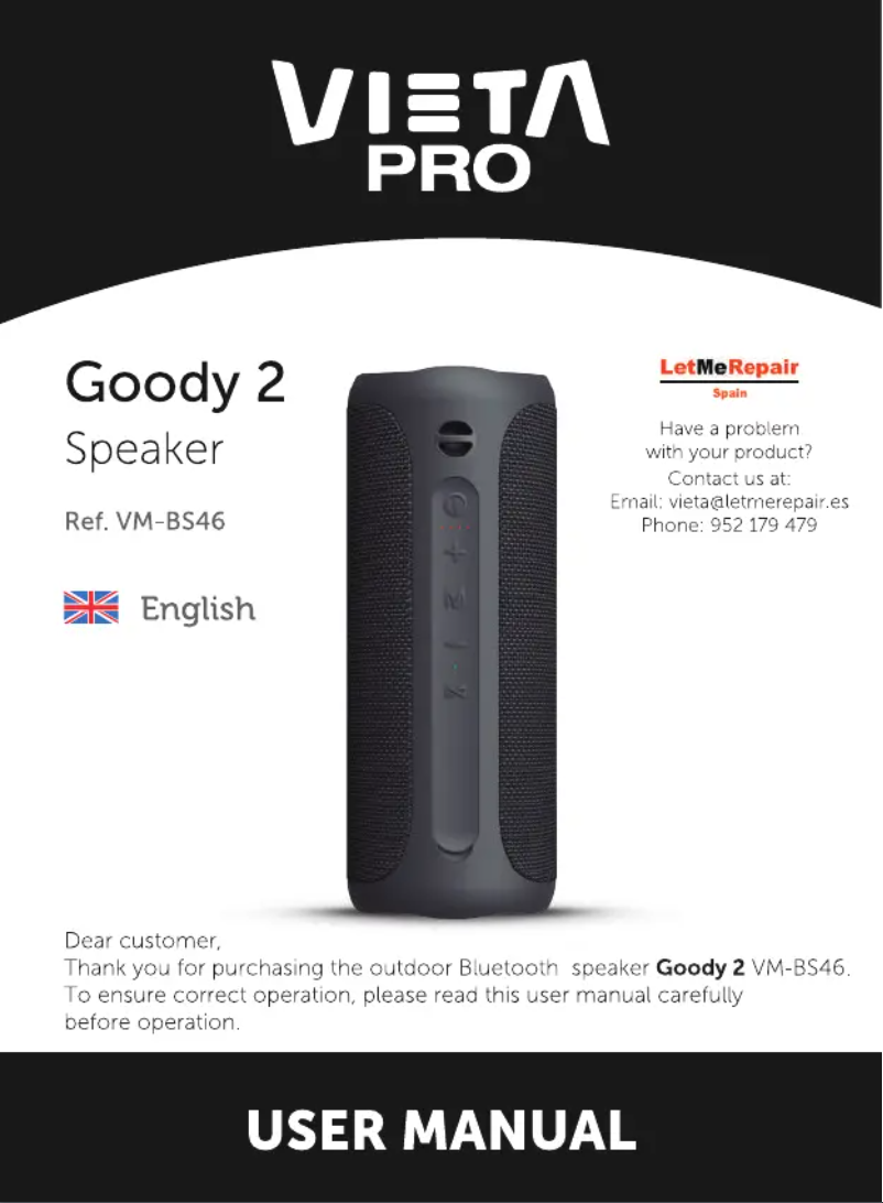 Page n°1 - Manuel utilisateur VIETA PRO Goody 2