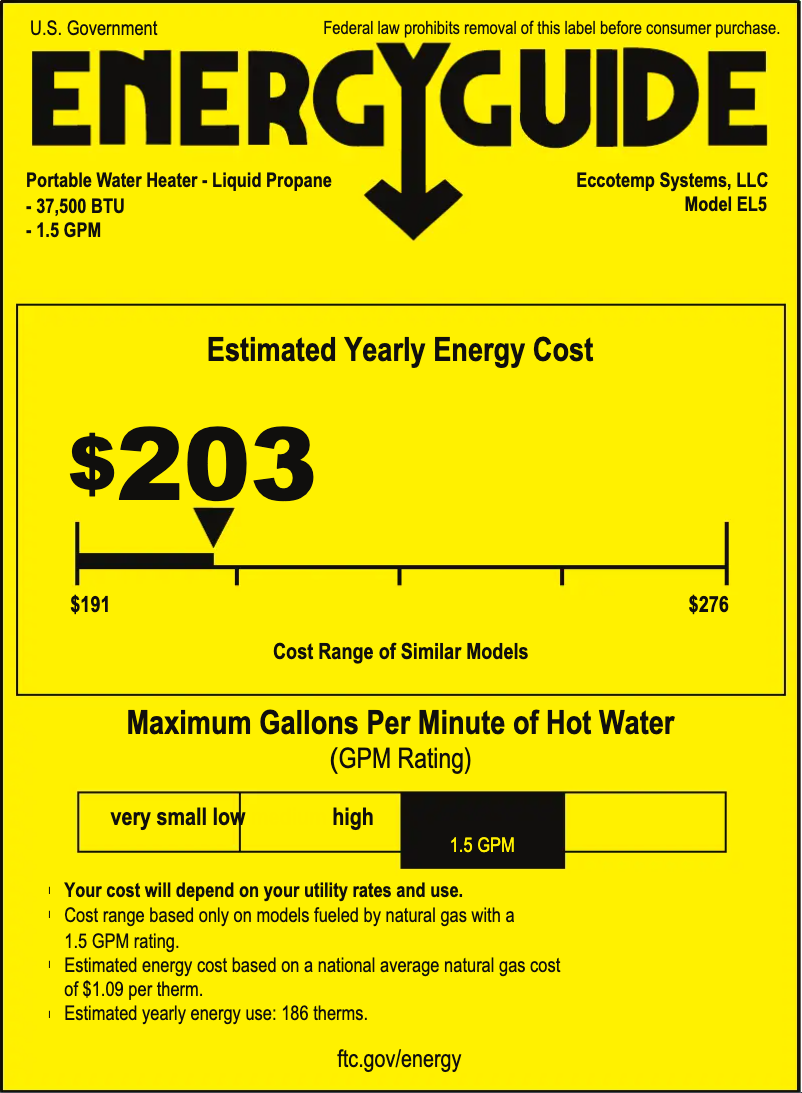 Page n°1 - Label énergétique EccoTemp EL5