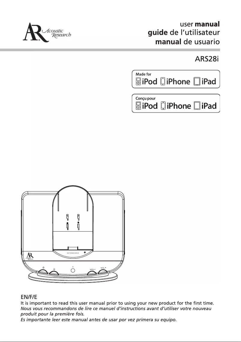 Page n°1 - Manuel utilisateur Acoustic Research ARS28i