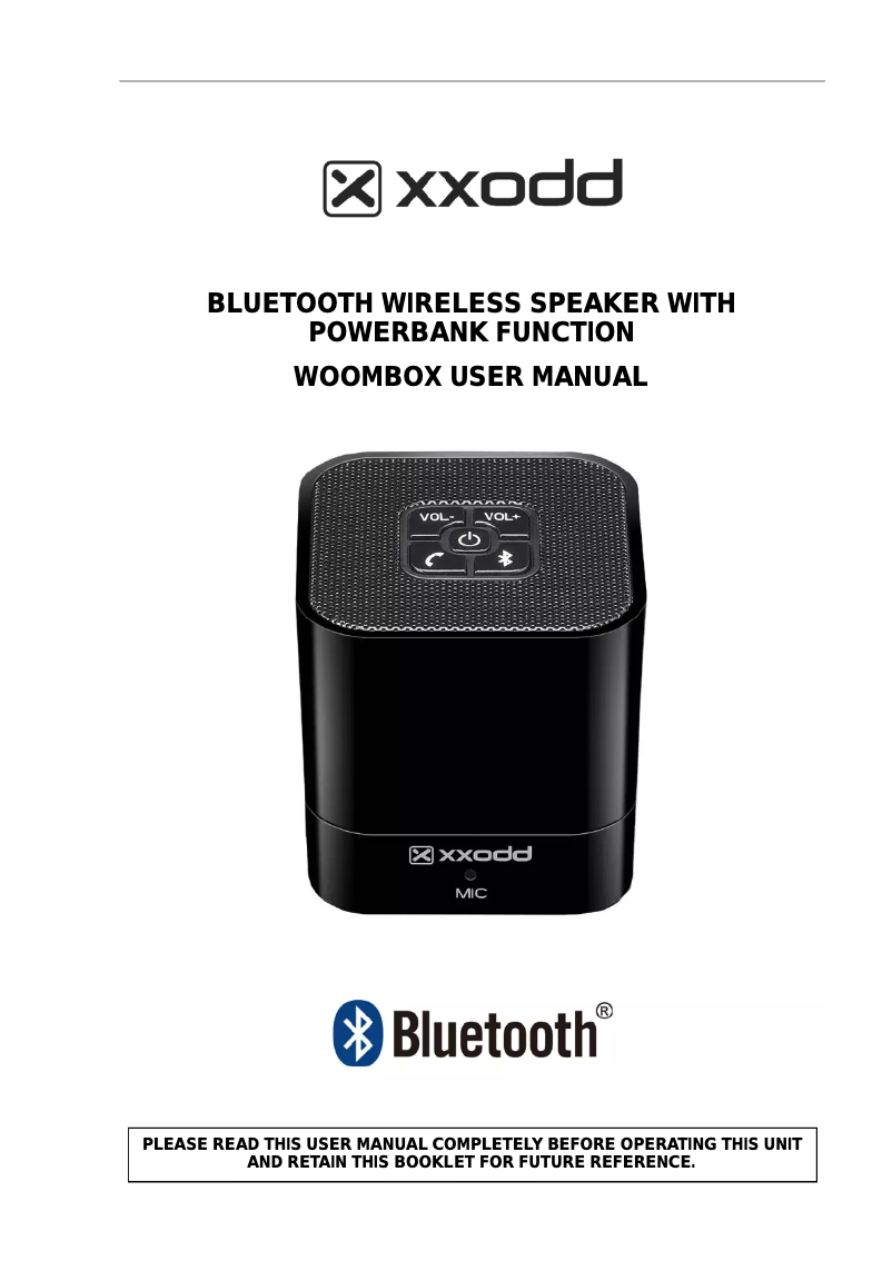 Page n°1 - Manuel utilisateur XXODD WoomBox One
