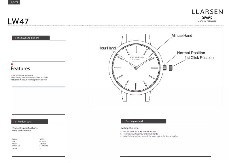 Page 1 de la notice Manuel utilisateur Lars Larsen OLIVER 147GWBLL