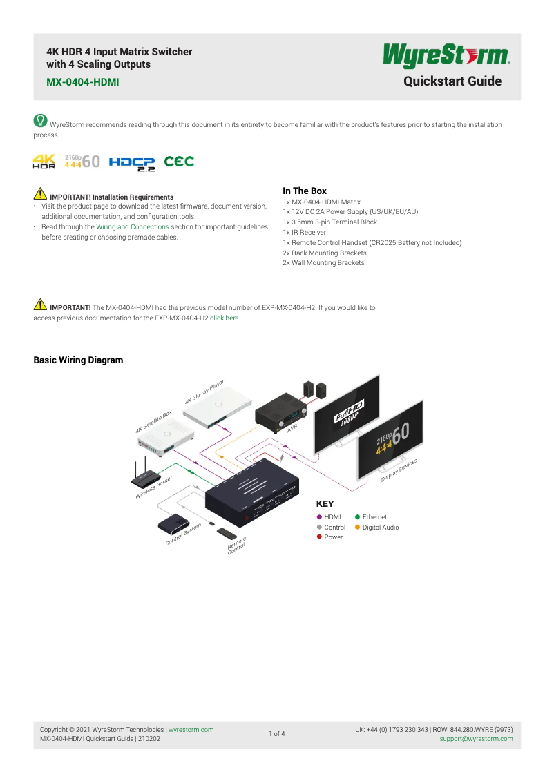 Imagen de la primera página del manual del dispositivo MX 0404-KIT
