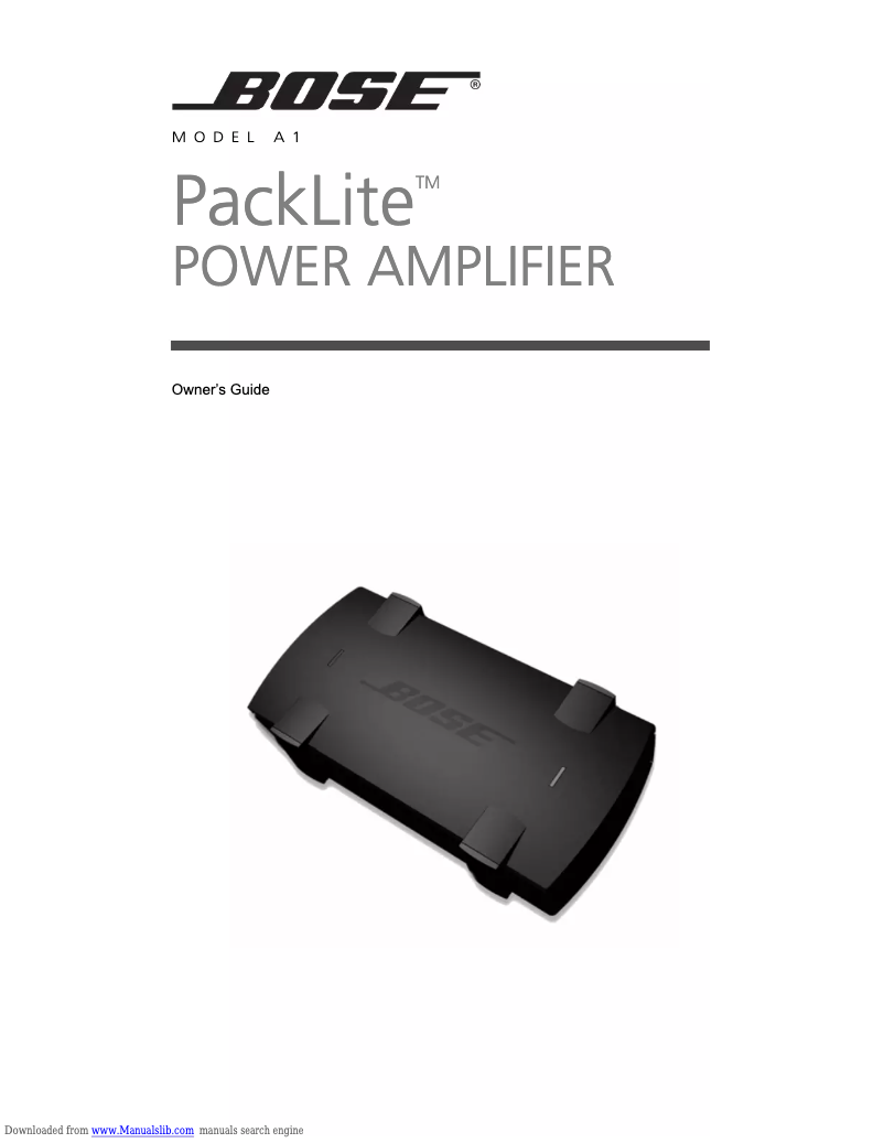 Image de la première page du manuel de l'appareil PackLite Model A1
