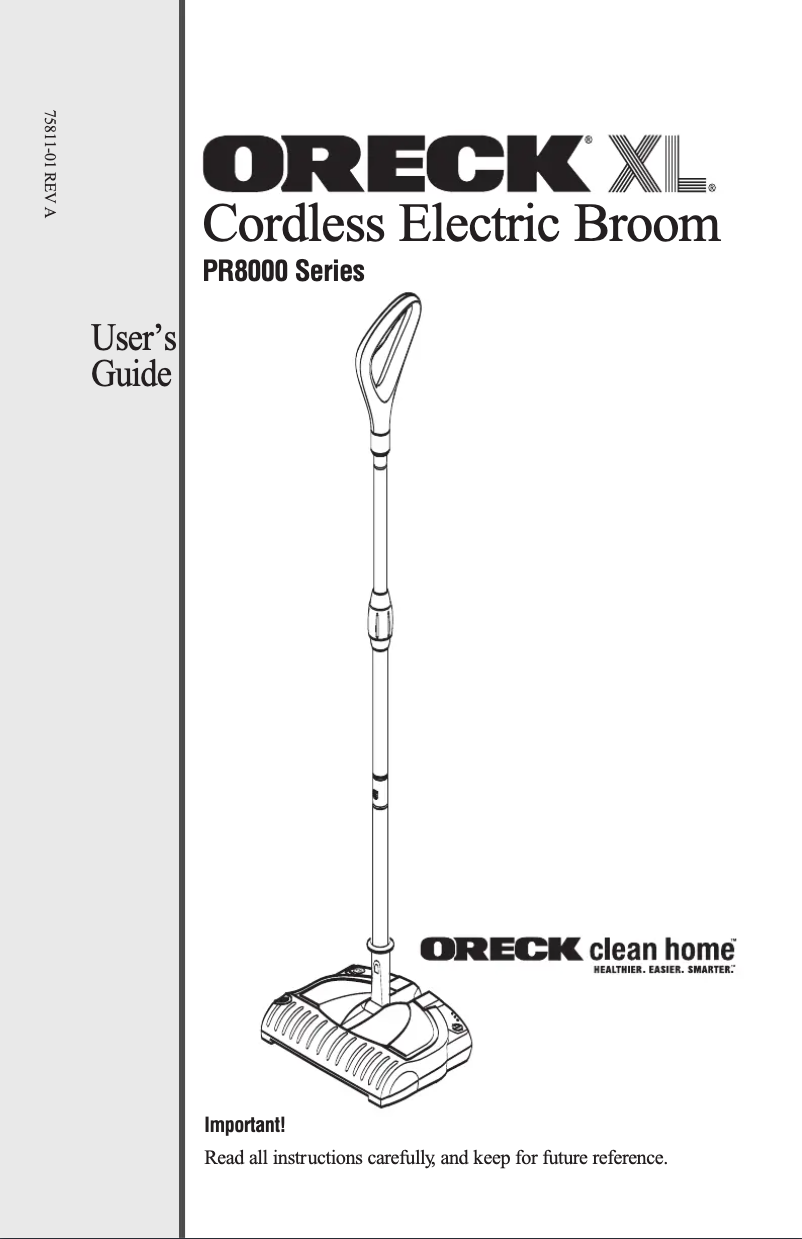 Page n°1 - Manuel utilisateur Oreck Sweep N Go PR8000
