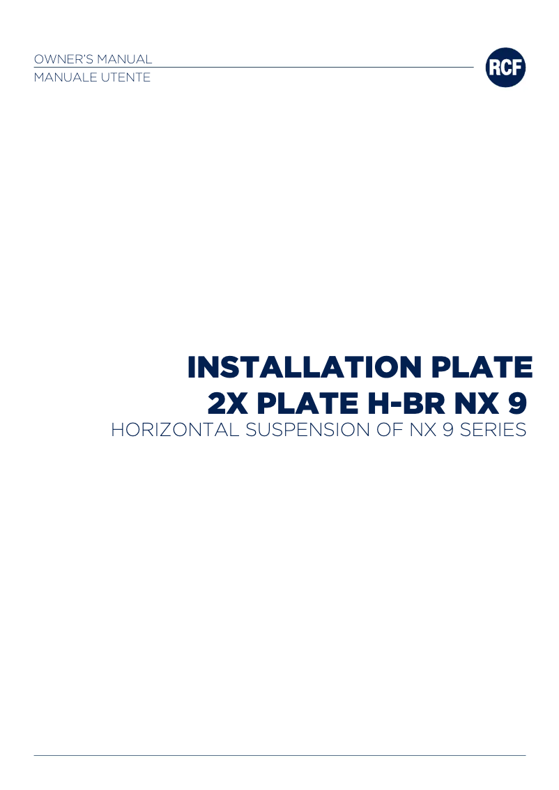 Page 1 de la notice Manuel utilisateur RCF 2X PLATE H-BR NX 9