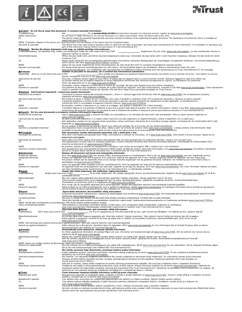 Page 1 de la notice Manuel utilisateur Trust Vivy