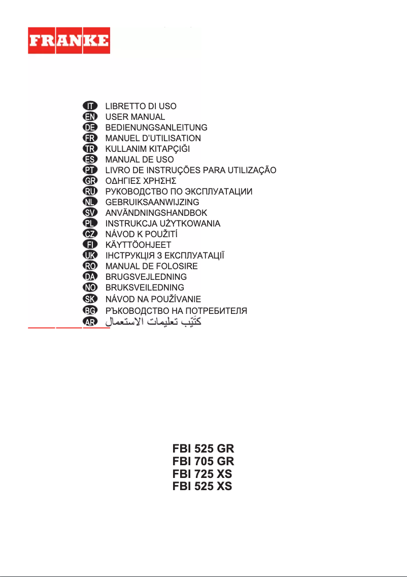 Page 1 de la notice Manuel utilisateur Franke Grupo filtrante 52/70 FBI 705 XS