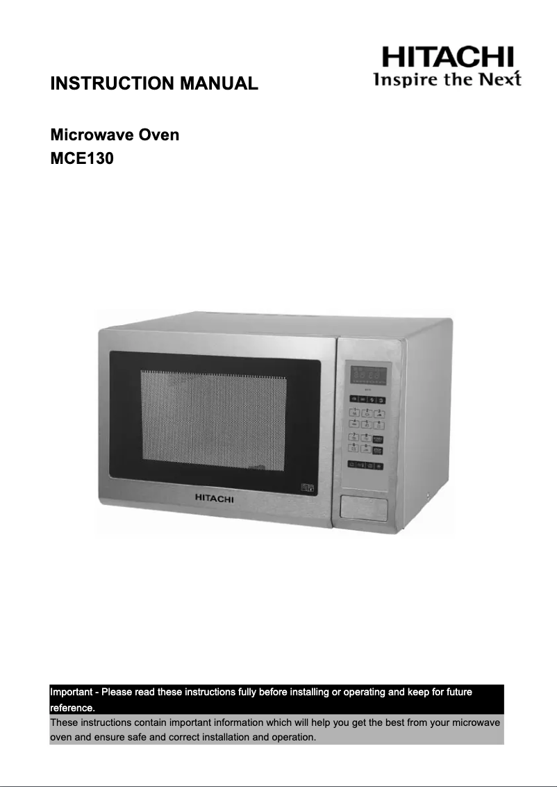 Page 1 de la notice Manuel utilisateur Hitachi MCE130