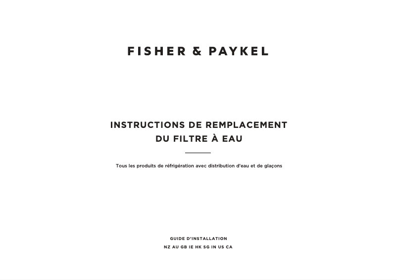 Page 1 de la notice Guide d'installation Fisher & Paykel RB36S25MKIWN1