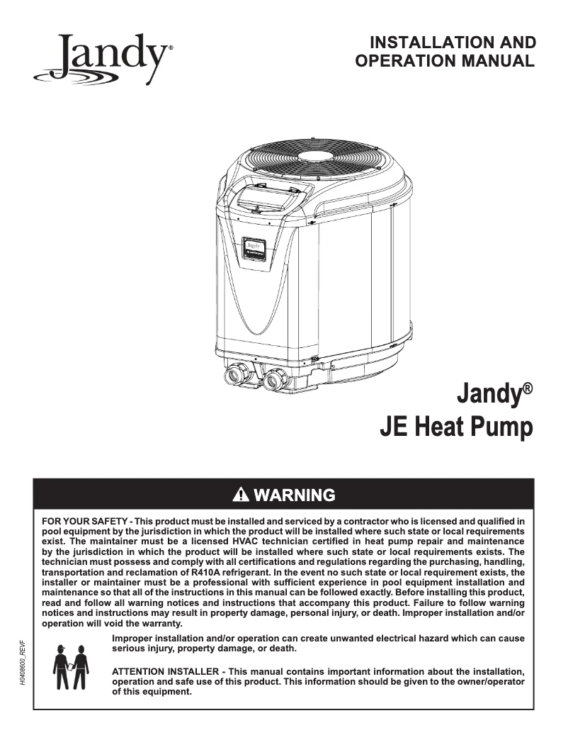Page 1 de la notice Guide d'installation JANDY JE2500T