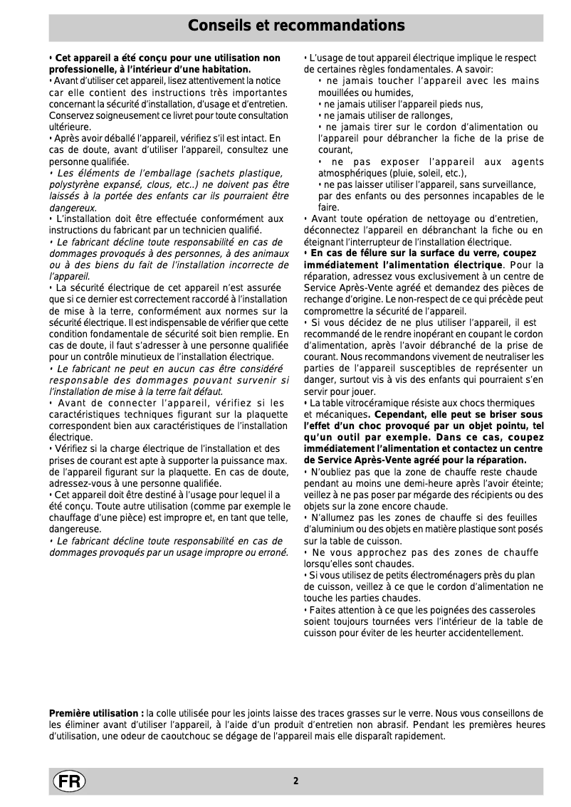 Page 1 de la notice Manuel utilisateur Ariston Thermo KBM 6004 IX