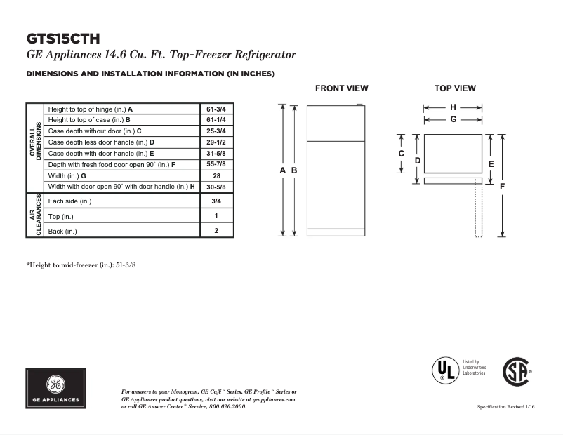 Imagen de la primera página del manual del dispositivo GTS15CTHRCC