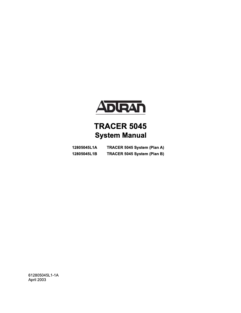 Page 1 de la notice Manuel utilisateur Adtran Tracer 5045