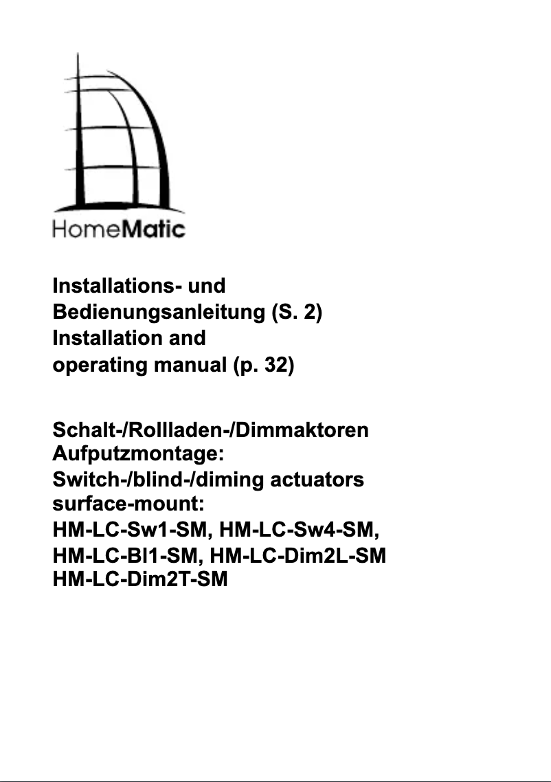 Page n°1 - Manuel utilisateur Homematic IP HM-LC-Sw4-SM