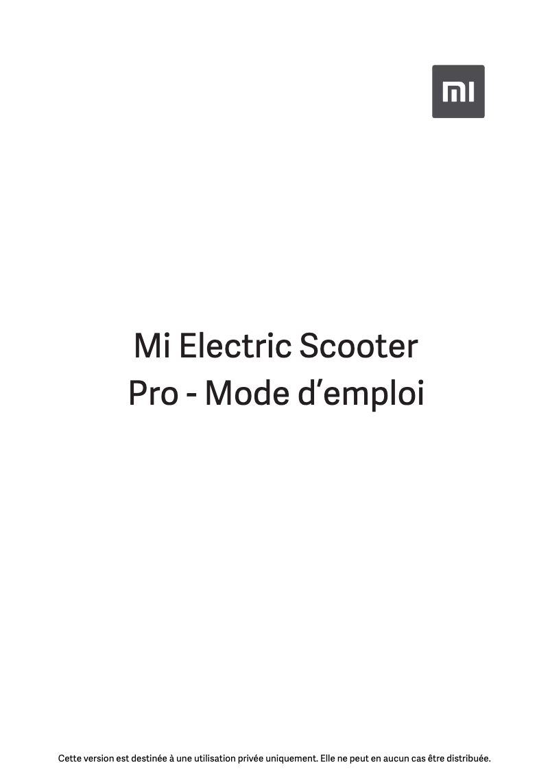 Image de la première page du manuel de l'appareil Mi Electric Scooter Pro