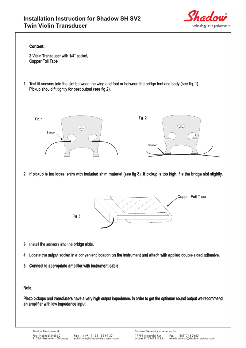 Page 1 de la notice Manuel utilisateur Shadow SH-SV2