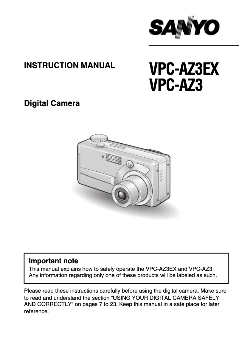 Image de la première page du manuel de l'appareil VPC-AZ3