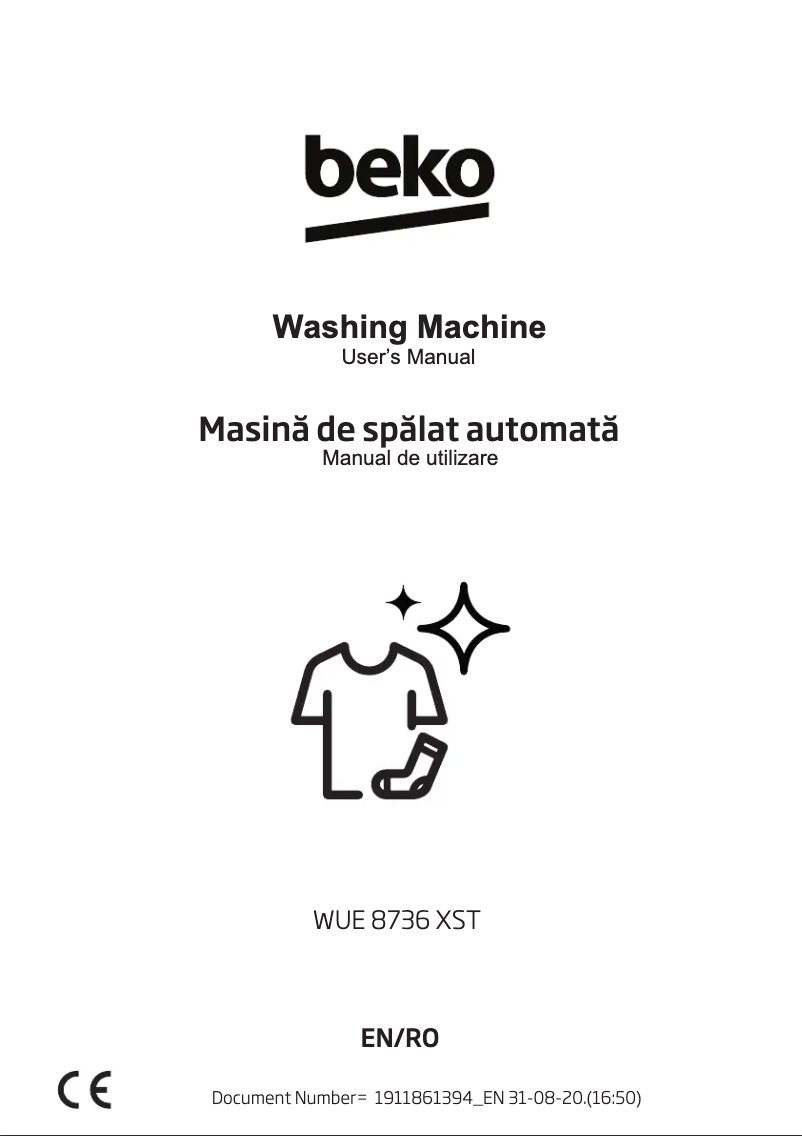 Page 1 de la notice Manuel utilisateur Beko WUE8736XST