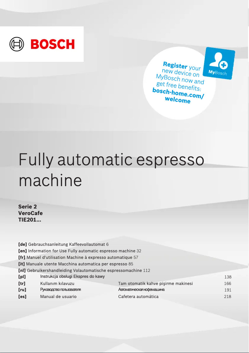 Page n°1 - Manuel utilisateur Bosch TIE20129