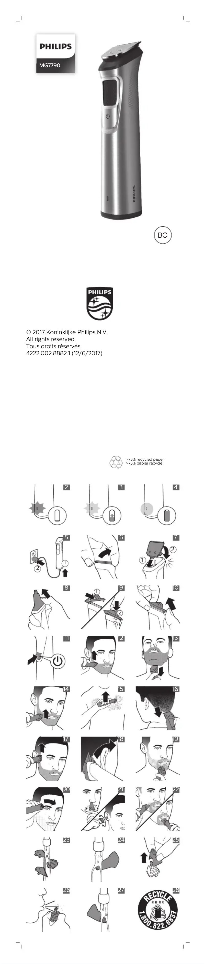 Page 1 de la notice Manuel utilisateur Philips Norelco MG7790
