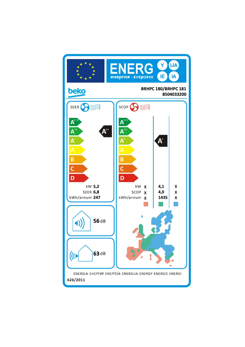 Page n°1 - Label énergétique Beko BRHPC 181
