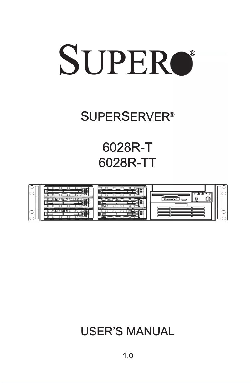 Page 1 de la notice Manuel utilisateur Supermicro SuperServer 6028R-T