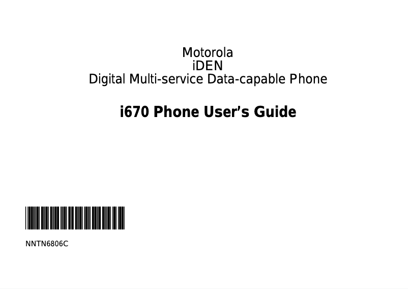 Page 1 de la notice Manuel utilisateur Motorola i670