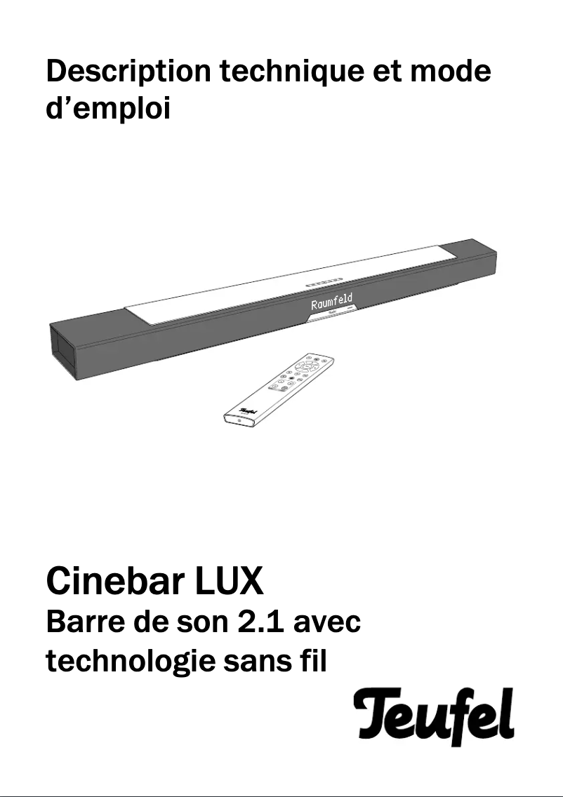 Image de la première page du manuel de l'appareil Cinebar Lux Ambition