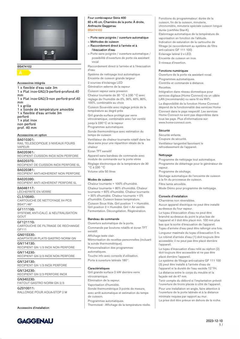 Imagen de la primera página del manual del dispositivo BS474102