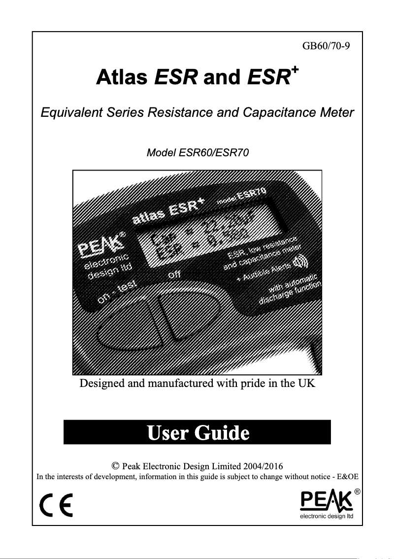 Página 1 del manual Manual de usuario Peak ESR70